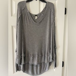 Free People Gray Long Sleeve Shirt Size S